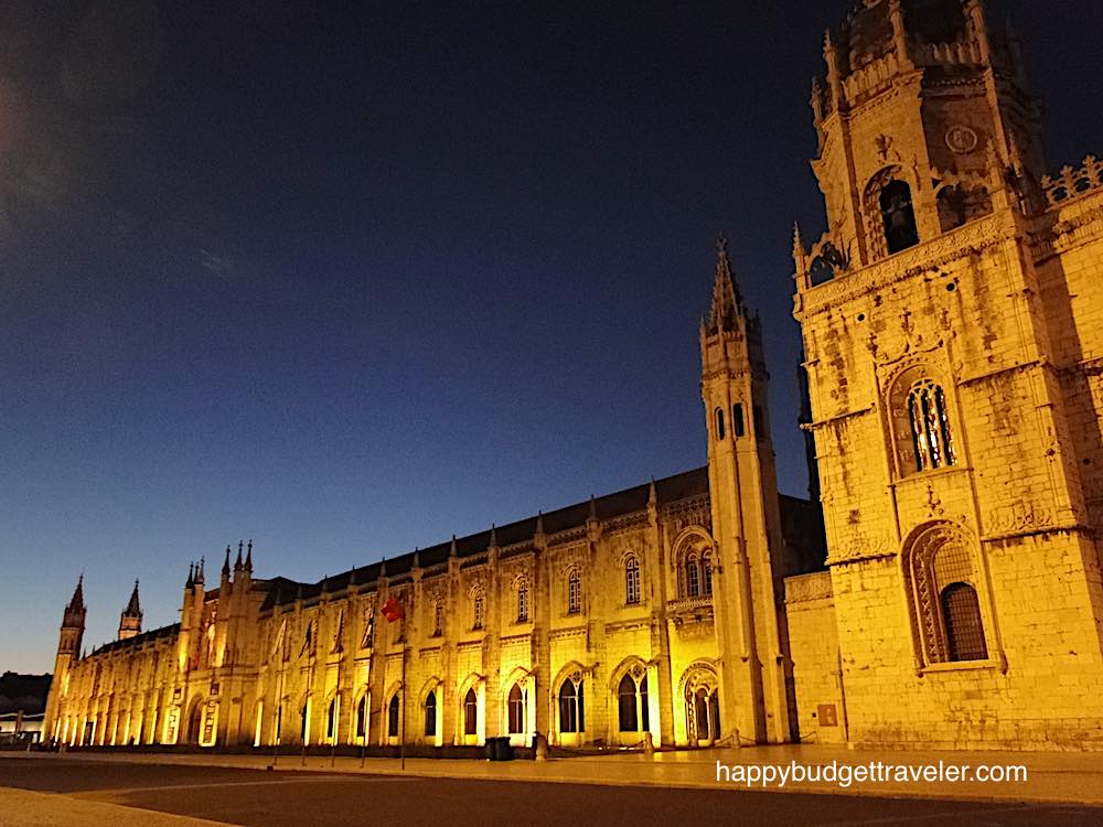 Evening picture of Jerónimos monastery, Belem