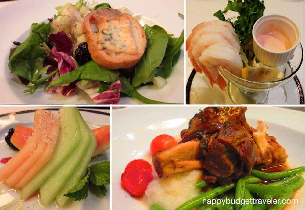 Four pictures of culinary delights on board