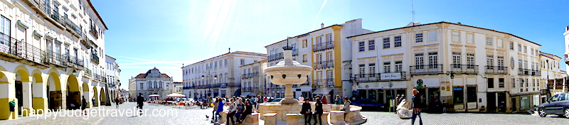 A panoramic view of Giraldo square, Évora, Portugal.