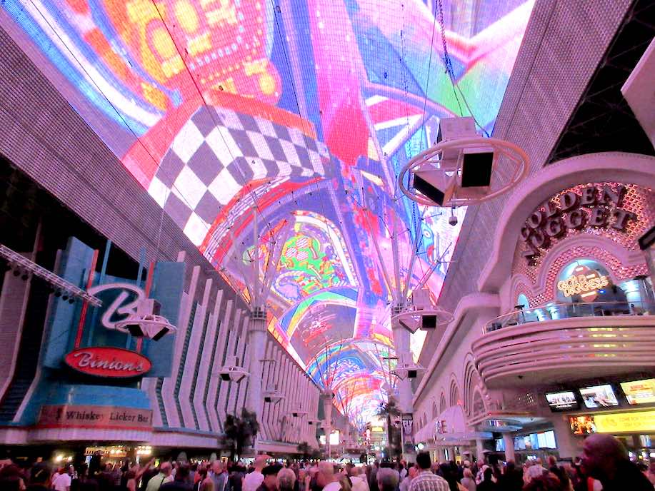 View of ceiling Video screen in Fremont street, Las Vegas.