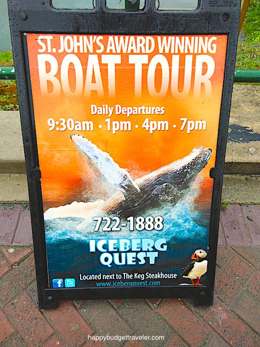 Picture of an ad for Iceberg, Whale and Puffin-watching tour