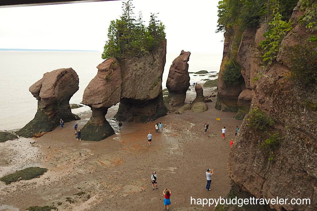 A view at low tide of Hopewell Rocks at the Bay of Fundy, New Brunswick.