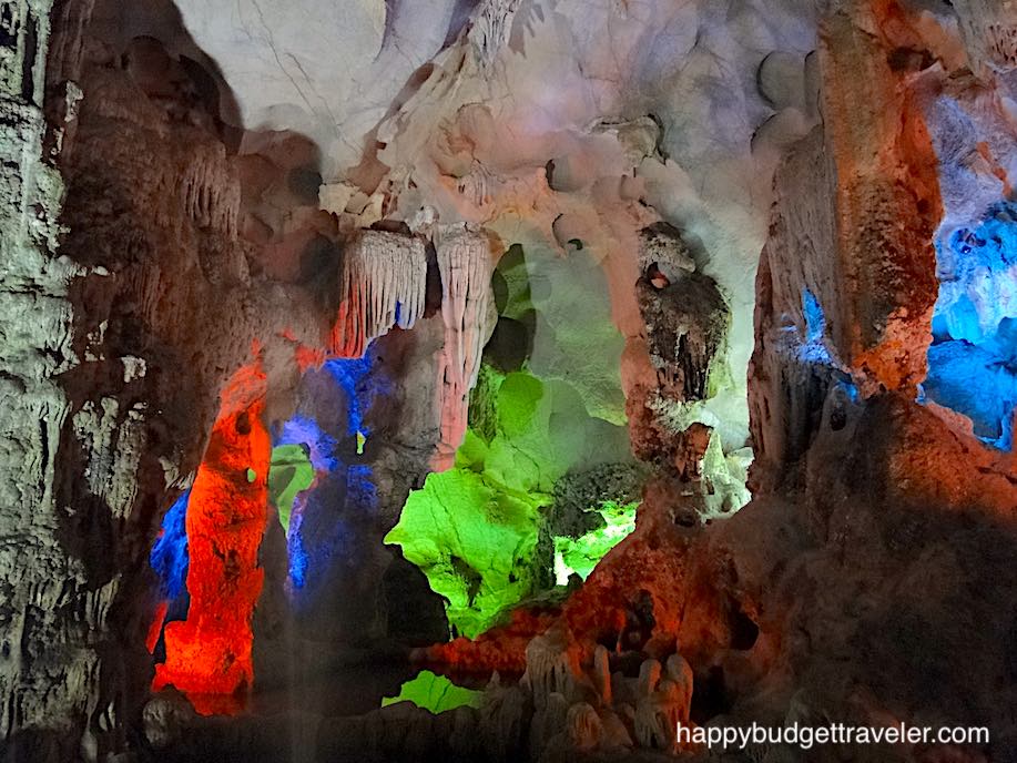 Picture of lit up Stalactites in Thien Cung Grotto, Ha Long Bay, Hanoi, Vietnam