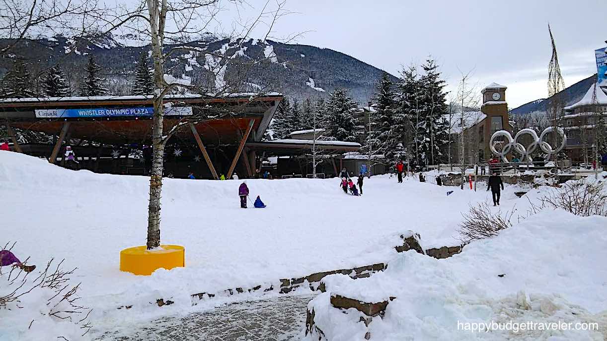 Picture of the iconic Olympic Rings in Olympic Plaza, Village North, Whistler