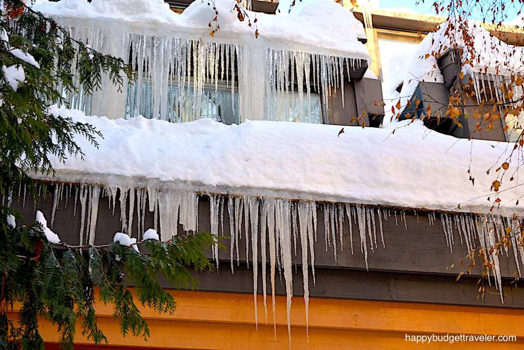 Picture of a building with icicles seen during the Village Stroll in Whistler
