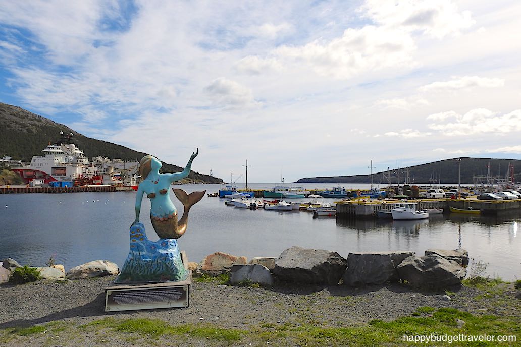 Picture of the legendary mermaid Mishell, standing guard over the harbor of Bay Bulls, Newfoundland