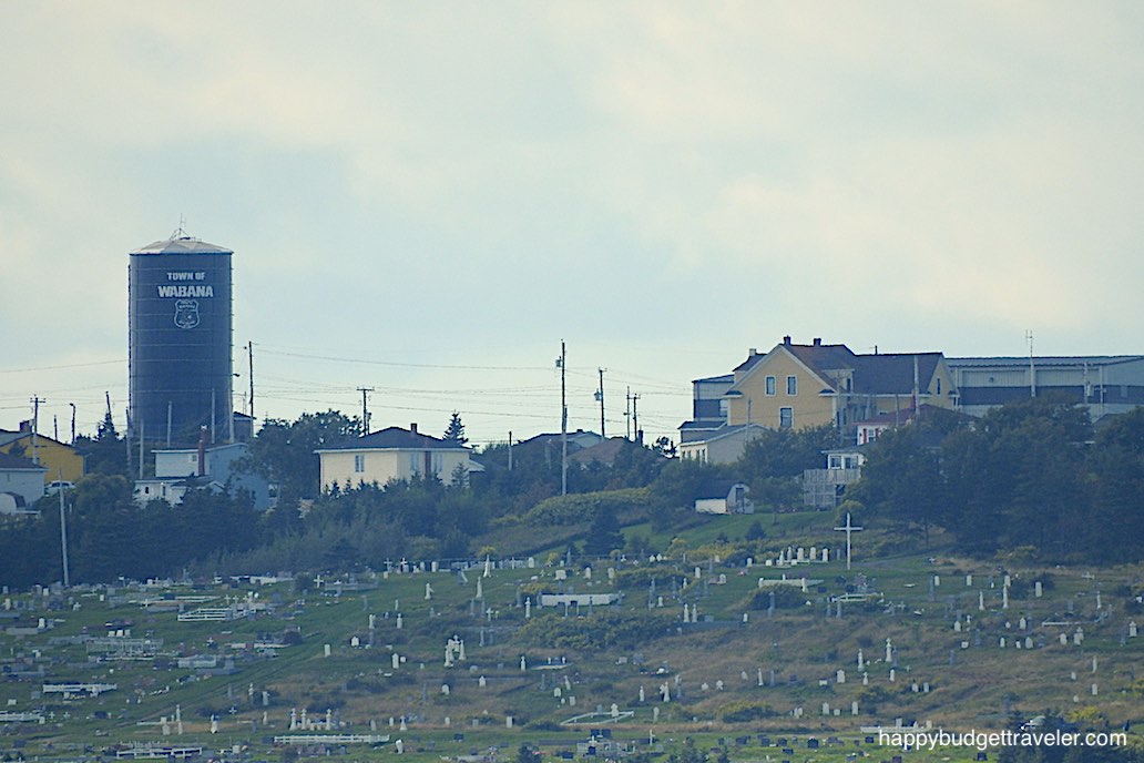 Picture of a Super-zoom and we see the Water Tower of the Town Of Wabana on Bell Island, from Portugal Cove