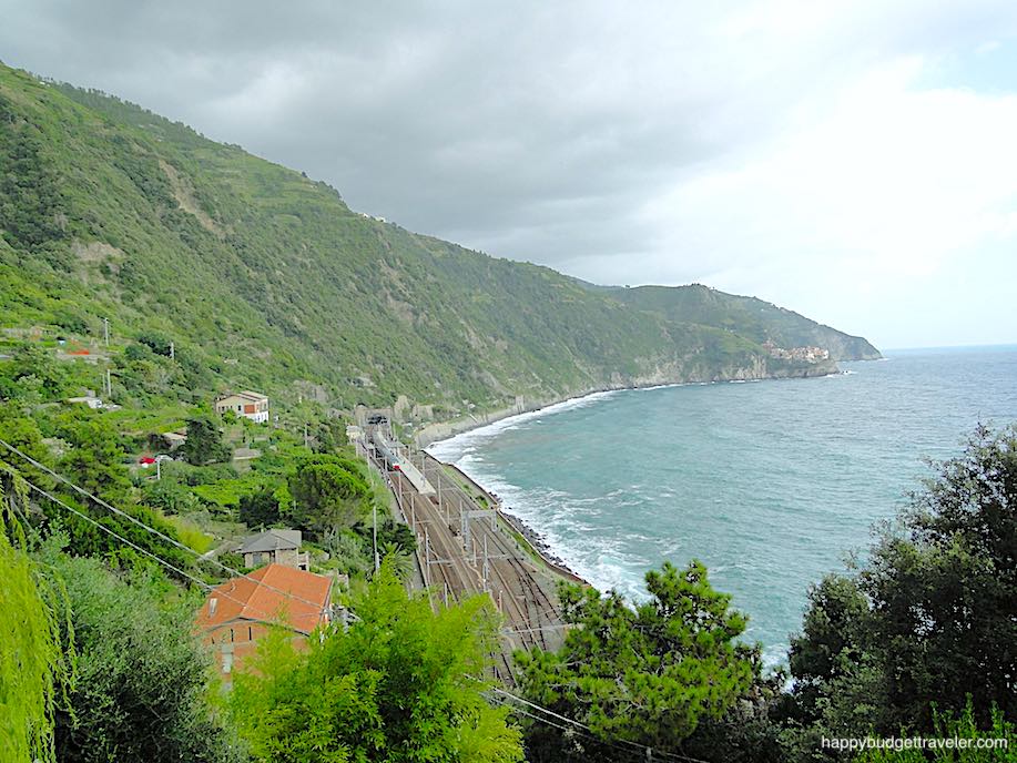 Picture of Corniglia train station as seen from the village 100 meters higher-up. Cinque Terre, Italy
