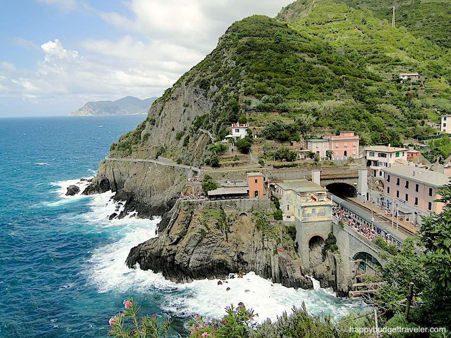 Picture of Riomaggiore train station and the "road of Love" cliffside hiking trail, Cinque Terre-Italy