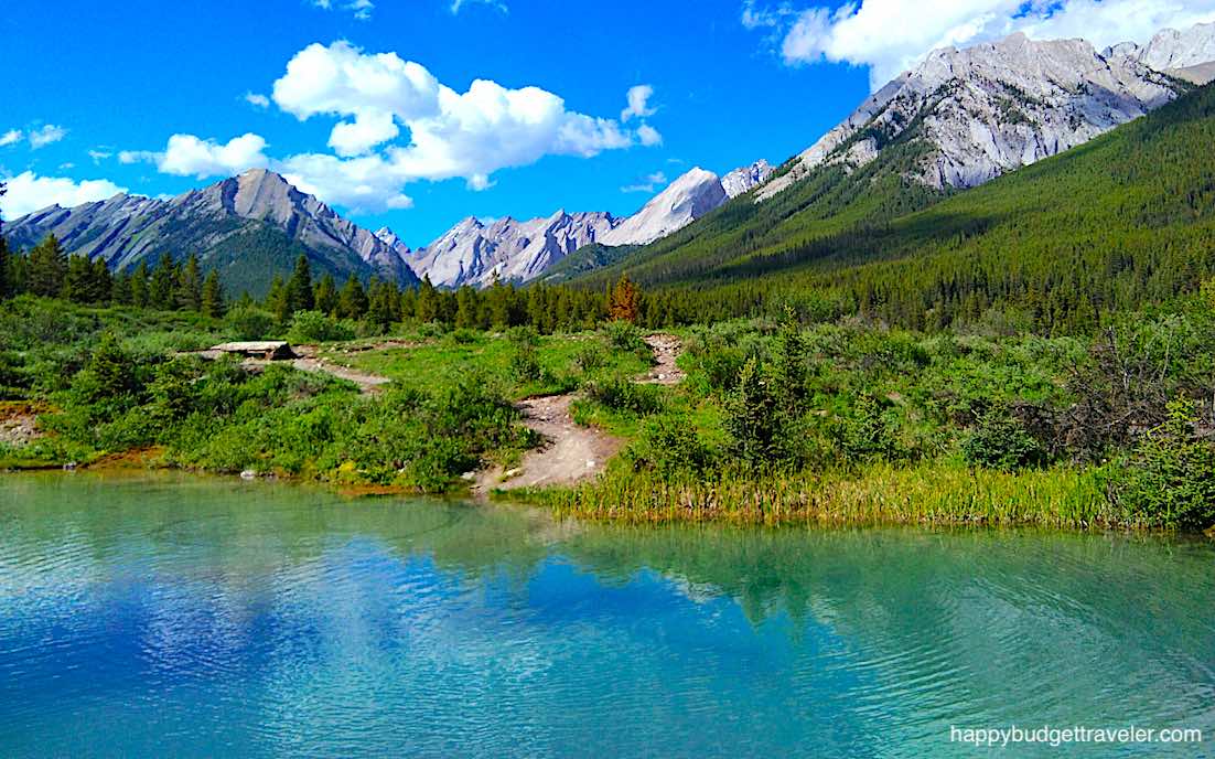 Picture of the magnificent Ink Pots in the meadows besides Johnston Canyon Creek, Banff-Canada