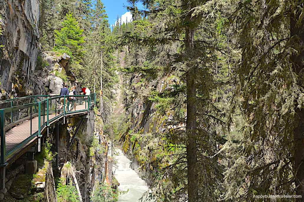 Picture of the walkway, high above the creek. Johnston Canyon, Banff-Canada
