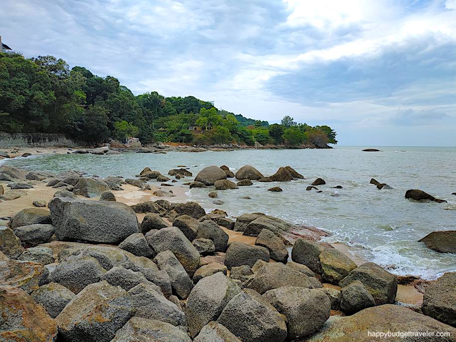 Picture of a rocky section of Miami Beach, Penang Island, Malaysia
