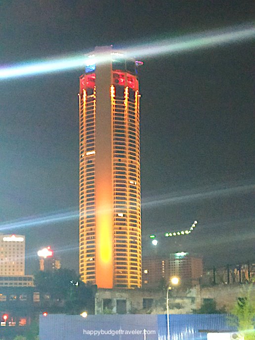 Picture of the Komtar Tower as seen from Chulia street in the night. Penang Island, Malaysia