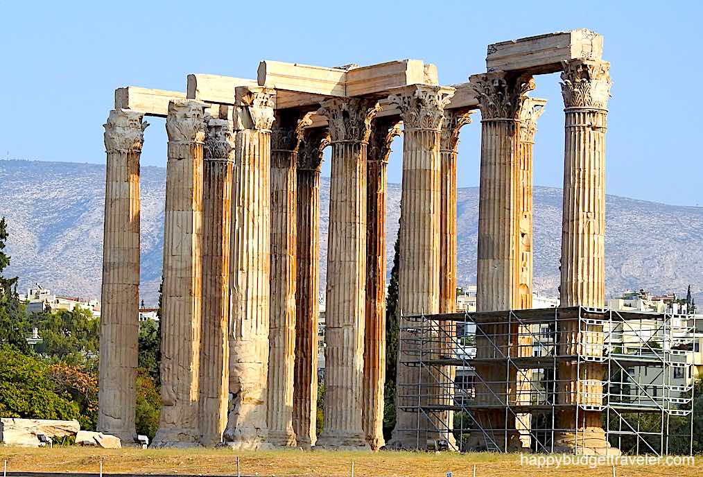 Close-up picture of Ruins of theTemple of Olympian Zeus, Athens, Greece