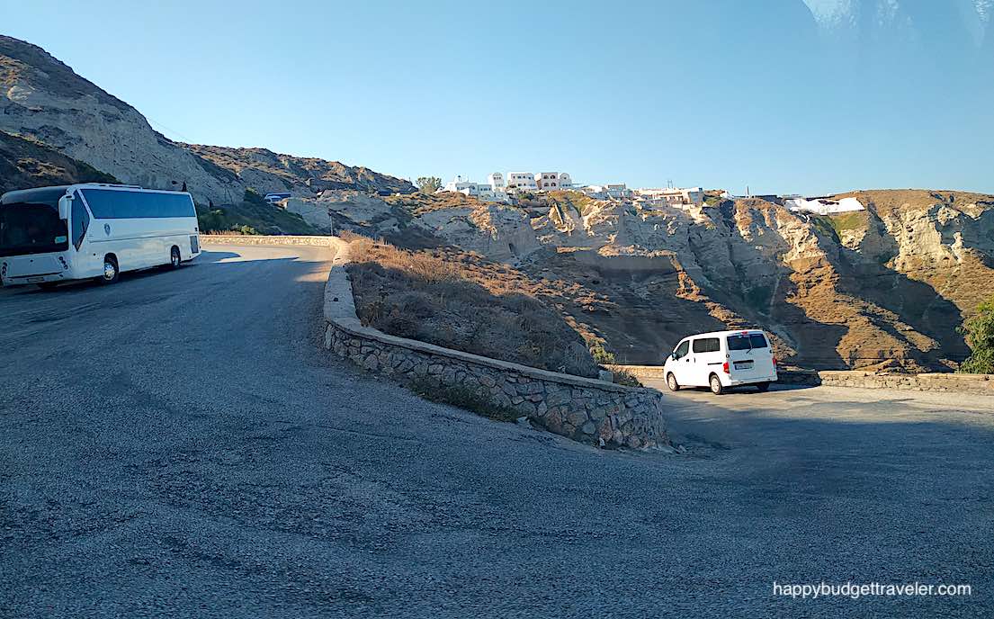 Picture of the road down the mountain to the port, Athinios, Santorini