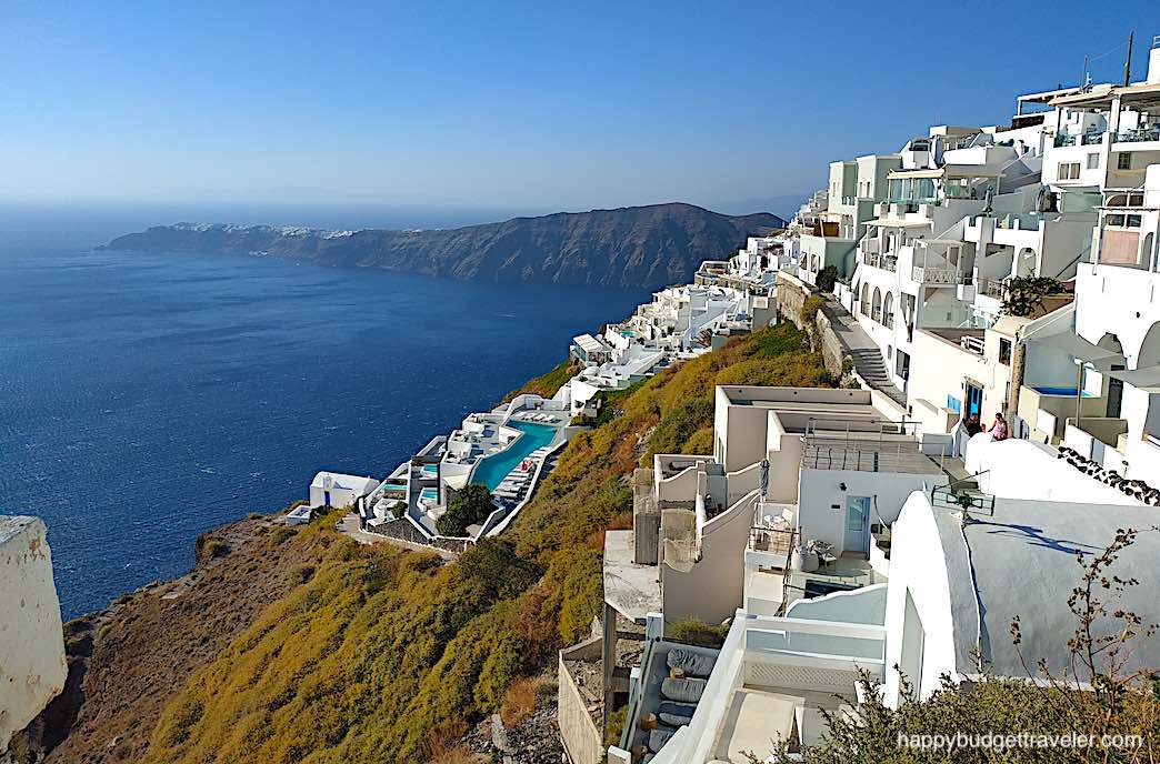 Picture of a view from Imerovigli of the Oia cliffs, Santorini