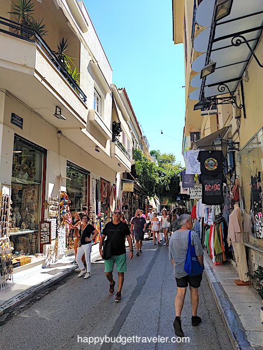 Picture of a typical street in the Plaka. Athens, Greece